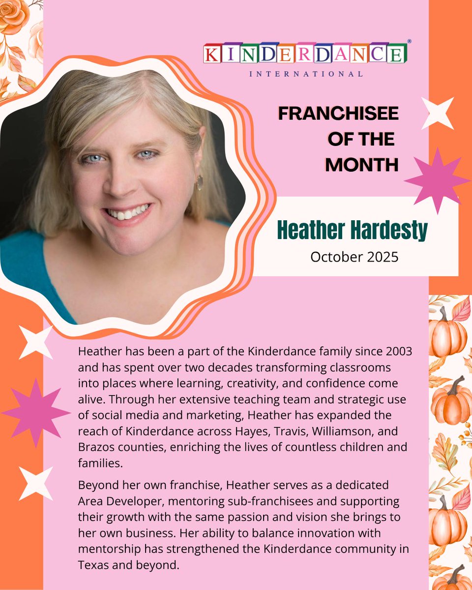 Congratulations to Heather Hardesty of Kinderdance Austin for being chosen as the Kinderdance International Franchisee of the Month for October!
#kinderdanceinternational #kinderdanceaustin #franchiseeofthemonth #franchisebusiness
