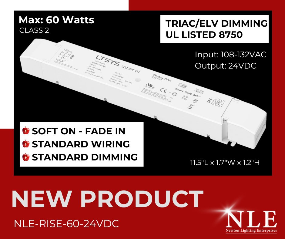 NEW! 💡 Smarter lighting starts now—smooth 0–100% dimming, high efficiency &amp; 50,000 hr. lifespan. Built-in protection for peace of mind. 🔗 60W: bit.ly/NLE-RISE-60-24… #IsaacLED #LEDDriver #SmartLighting #LightingSolutions #SmoothDimming