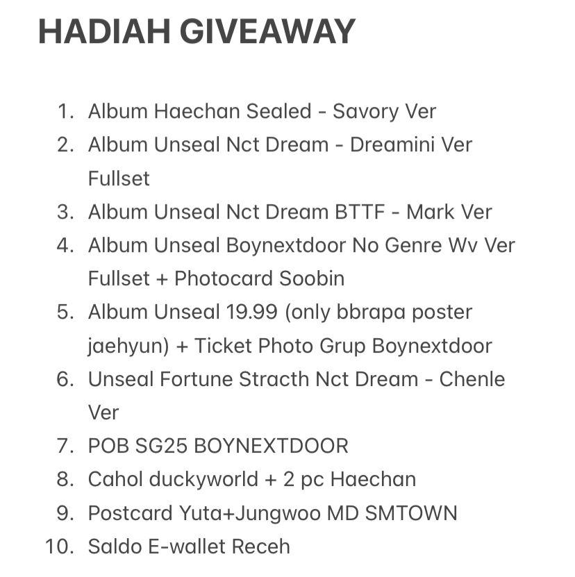 suby_stuffs's tweet photo. ✨Special GIVEAWAY 1st Anniv GO by SuBy.Stuffs✨

- For 10 Winner🏆
- Special gift [Album SEALED Haechan - savory ver]

Rules :
- Follow, like &amp; rt
- Kasi doa yang baik² buat GO SuBy.Stuffs yaa^^

❗End 11 okt 2025

Note : Untuk album Haechan Savory, barang belum di Ina yah! https://t.co/FRNk5arh6e