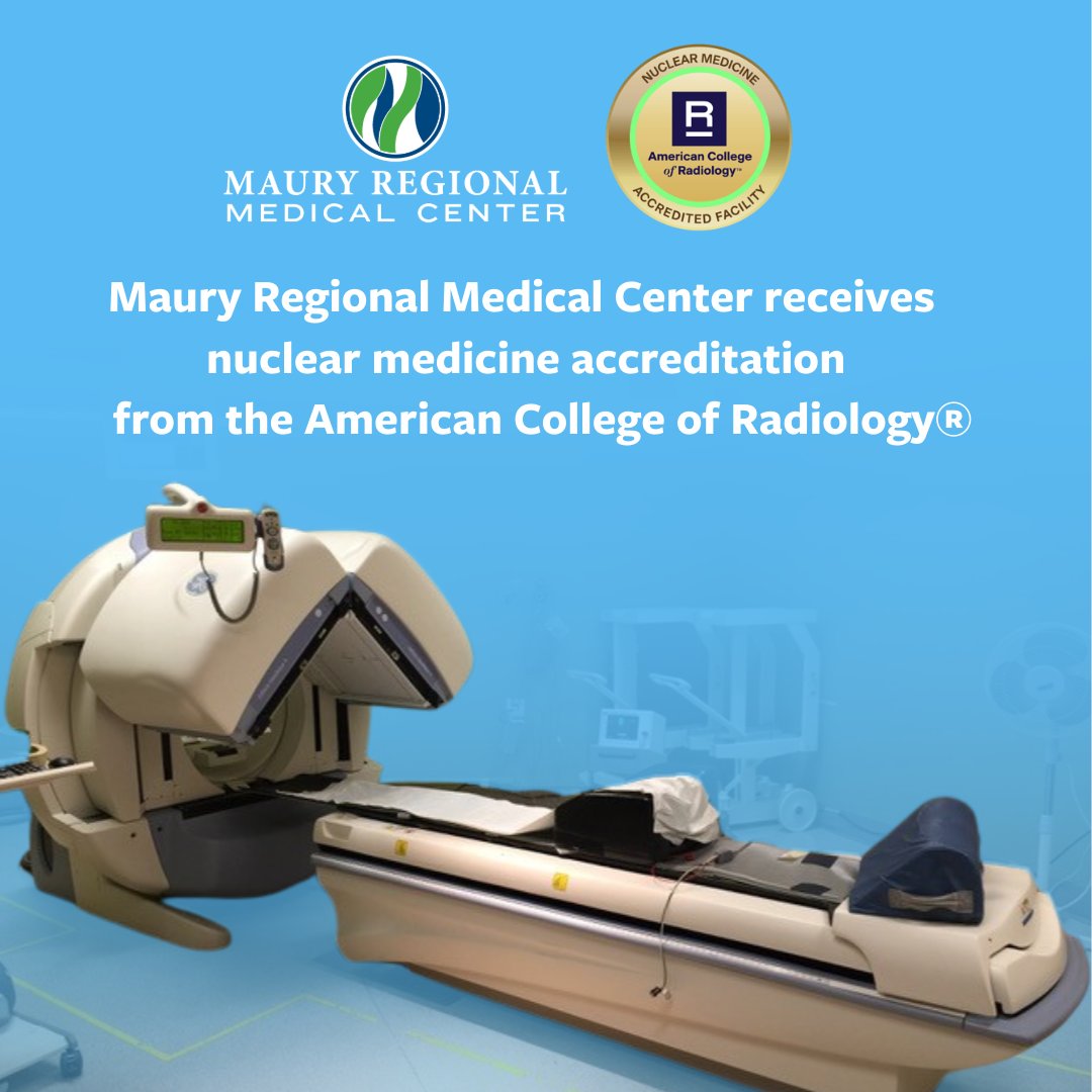 Maury Regional Medical Center has been awarded a three-year term of accreditation in nuclear medicine from the American College of Radiology® (ACR). The ACR gold seal represents the highest level of image quality and patient safety. Read more at MauryRegional.com/NuclearMedAccr….