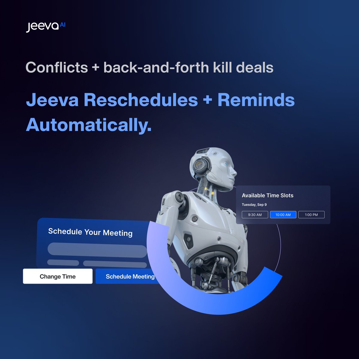 jeeva_ai's tweet image. Conflicts + back-and-forth kill deals ❌

⚡ Jeeva AI auto-reschedules &amp;amp; reminds - so meetings actually happen.

Healthcare, Real Estate, Education, Creators… all win when AI runs the calendar.

#AIForSales #SalesAutomation #Healthcare #RealEstate #EdTech #Creators #SalesTech