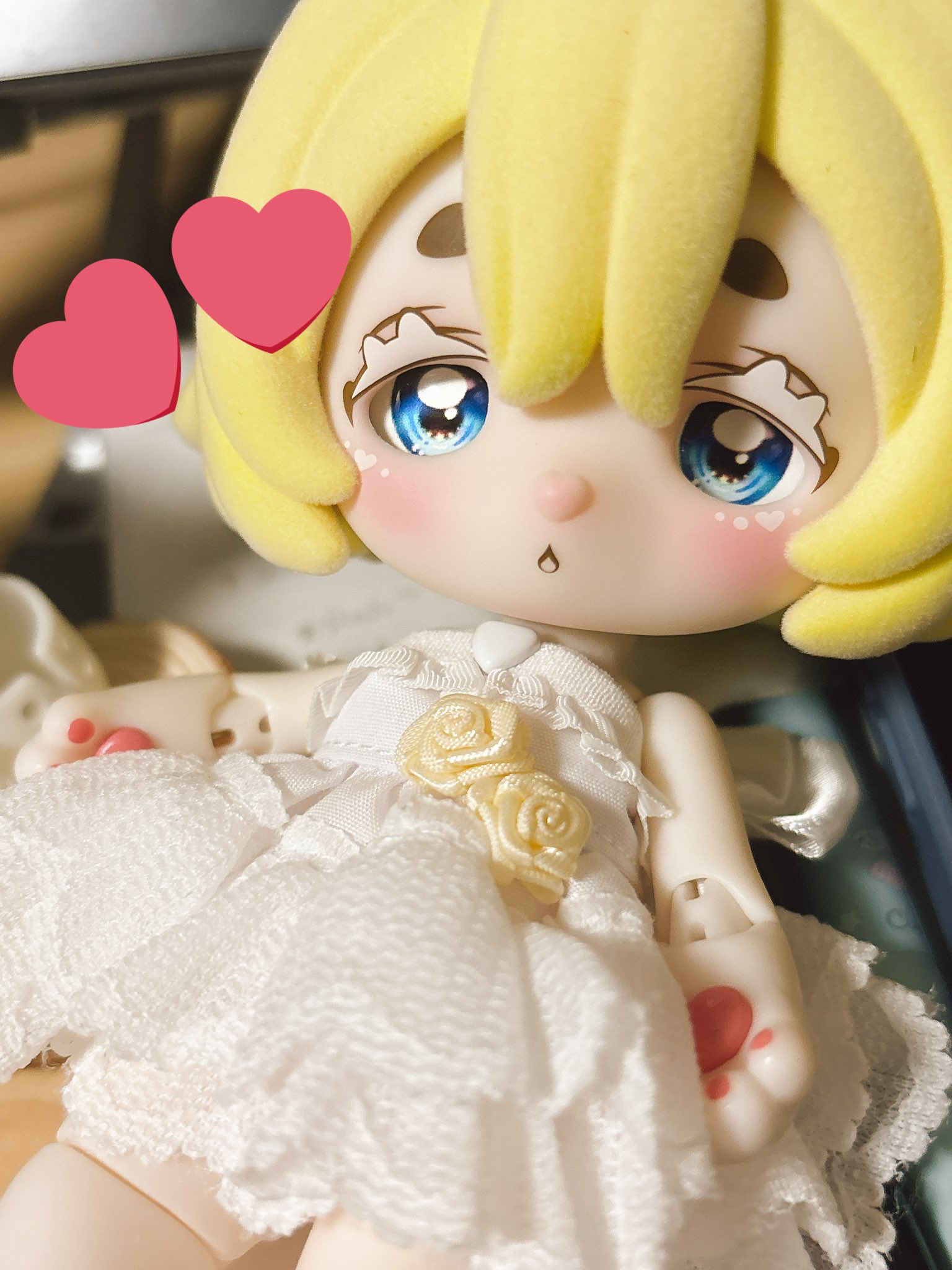 きらりちゃん御予約❤️家族募集❤子猫のフワリちゃん♡アートドール♡ぬいぐるみ♡ 青いちごねこちゃん💙🍓 サイズ② モデル にじぬい ロウさん #ぬい服