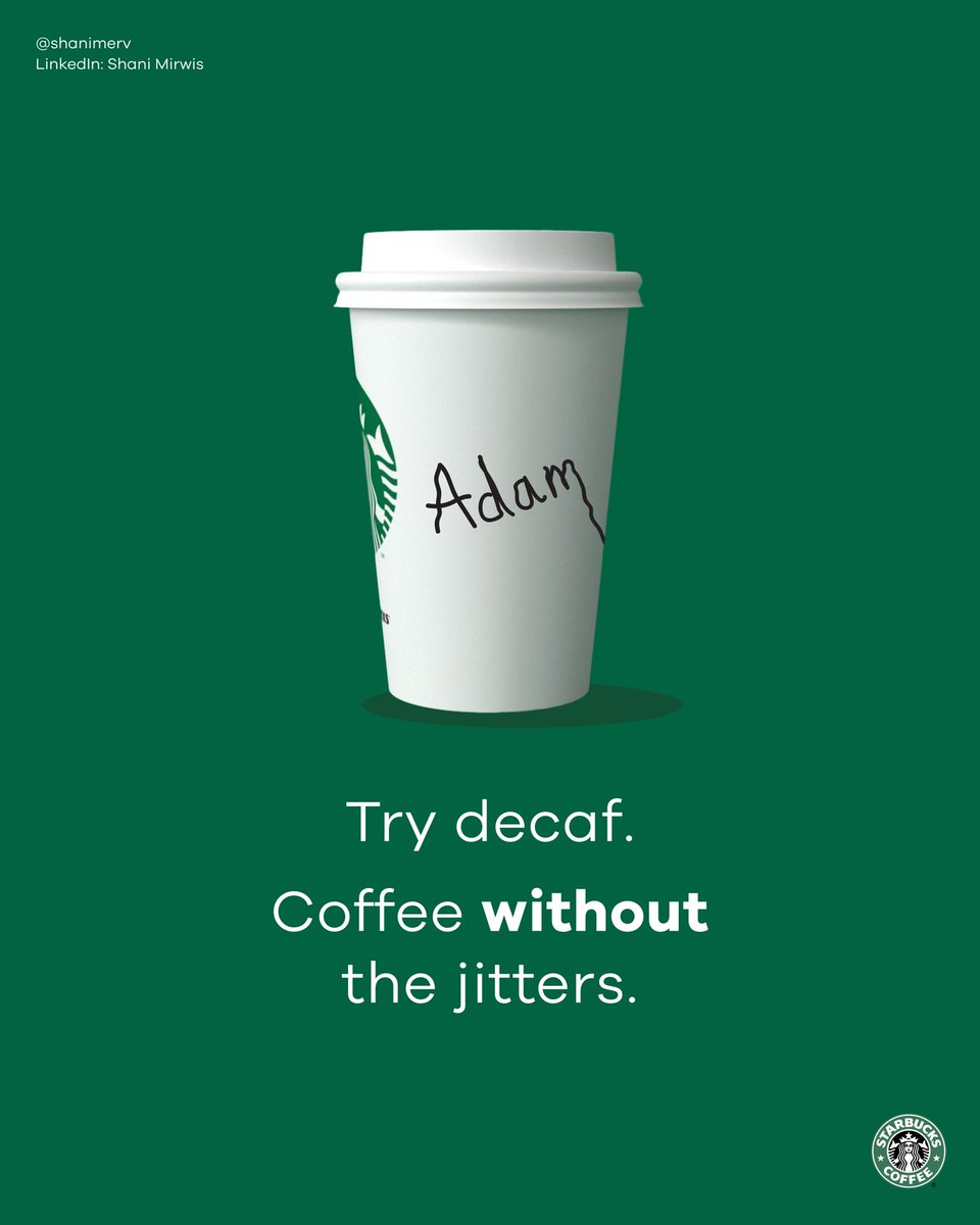 shanimerv's tweet photo. @OneMinuteBriefs Brief of the Day: Create posters to advertise #DecafCoffee ☕️

@StarbucksUK @Starbucks https://t.co/Xvz2gAP8uQ