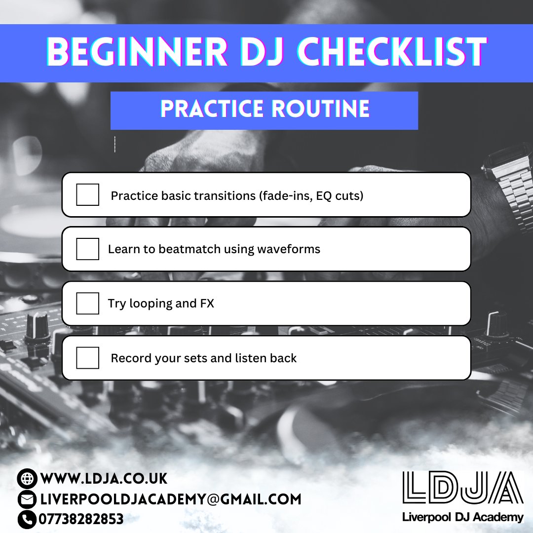 learn2DJlpool's tweet image. Find a beginner DJ checklist here 👇

What else would you recommend for beginners? 

#DJ #DJing #Liverpool #DJlessons