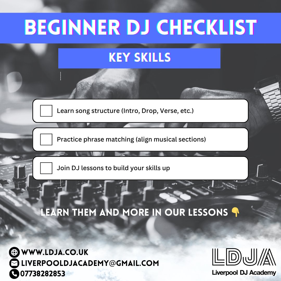 learn2DJlpool's tweet image. Find a beginner DJ checklist here 👇

What else would you recommend for beginners? 

#DJ #DJing #Liverpool #DJlessons