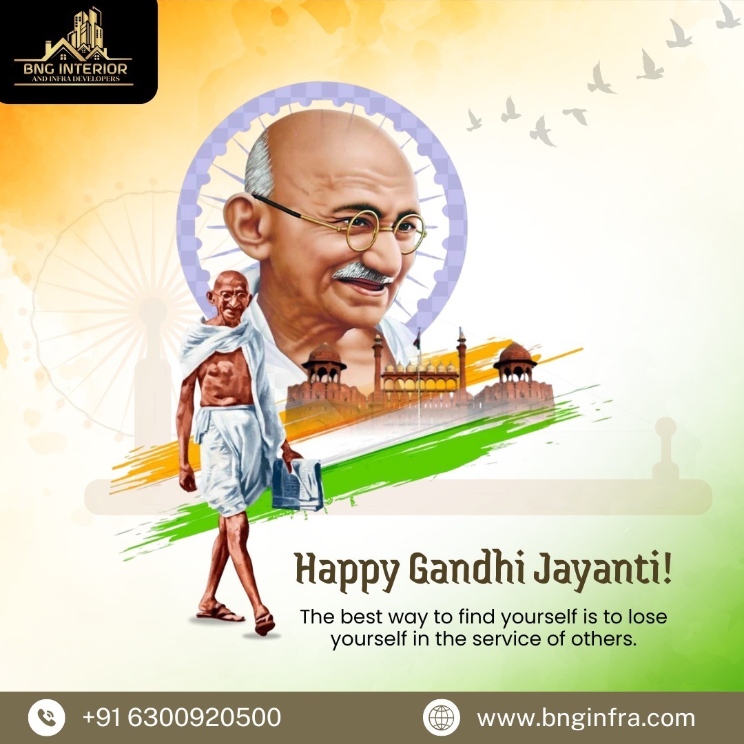 Bng_infra's tweet photo. Celebrating the spirit of non-violence and service this Gandhi Jayanti! A day to remember the teachings of Mahatma Gandhi and his timeless wisdom.

#GandhiJayanti #MahatmaGandhi #PeaceAndService #ServiceToOthers #BNGInfra #GandhiInspiration #LeadByExample #IndianHistory https://t.co/AweLcDrKDo