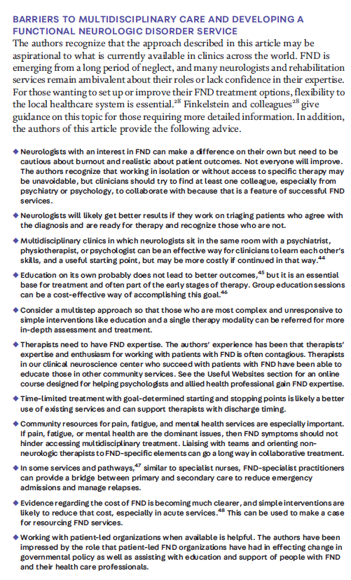 jonstoneneuro's tweet photo. FND treatment is multidisciplinary, but there are barriers to care. Here are some thoughts on those. 5/ https://t.co/jatSyGmGjp