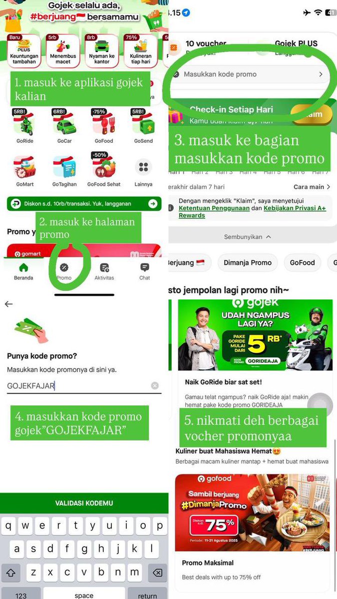 jayscrumb1011's tweet photo. @fiyuuh22 woww mahal bgttt, tapi tenang ajaa aku ada promo gojek yang gabikin kantong jebol kakk
GOJEKFAJAR(promo gocar,goride,gofood)
GORIDEAJA (setiap senin ngewarnya)
GOWEEKEND (dipake jumat,sabtu,minggu)
YUKNGAMPUS( dari/ke kampus)
gass klaim kak kapan lagi naik gojek cuma 1K🤭 https://t.co/oSBeczQyl8