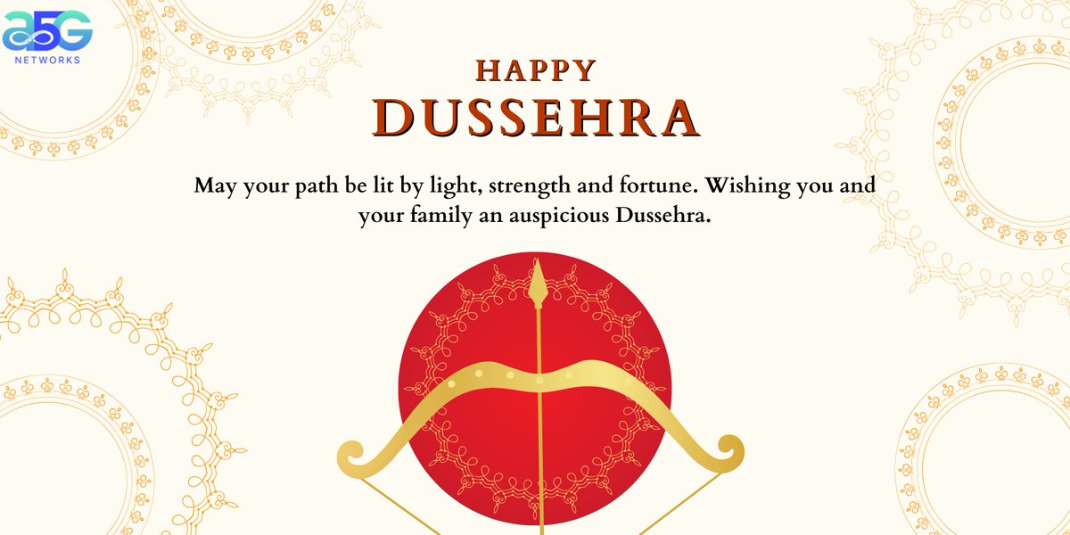 𝐇𝐚𝐩𝐩𝐲 𝐃𝐮𝐬𝐬𝐞𝐡𝐫𝐚 !

On this auspicious day, may the triumph of good over evil inspire us all to move forward with positivity, strength, and wisdom.

<a href="/A5gNetworks/">A5G Networks</a>, wishing you and your loved ones happiness, peace, and prosperity.
 
#A5gnetworks #HappyDussehra