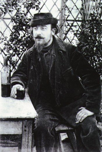 Composer Erik Satie working his way through a bottle of vin rouge. But it was the absinthe that got him in the end.