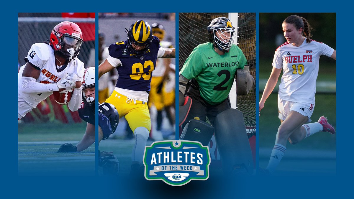 Playmakers in action — tying records and making history!

 <a href="/guelph_gryphons/">Guelph Gryphons</a> Gianni Green🏈, <a href="/WindsorLancers/">Windsor Lancers</a>  Brady Lidster 🏈, <a href="/WlooWarriors/">Waterloo Warriors</a> Grace Miller 🏑, and <a href="/guelph_gryphons/">Guelph Gryphons</a> Olivia Rizakos⚽ have been named #OUA athletes of the week.

🔗oua.ca/x/0i58q

📸 Alex