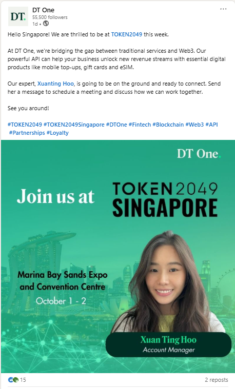 Mister_DENT_'s tweet photo. #DTOne is attending #TOKEN2049 expo at Singapore! 👇
$DTOne $Tunz $DENT #eSIM #blockchain #crypto @dentcoin https://t.co/IcsDWUvDQy