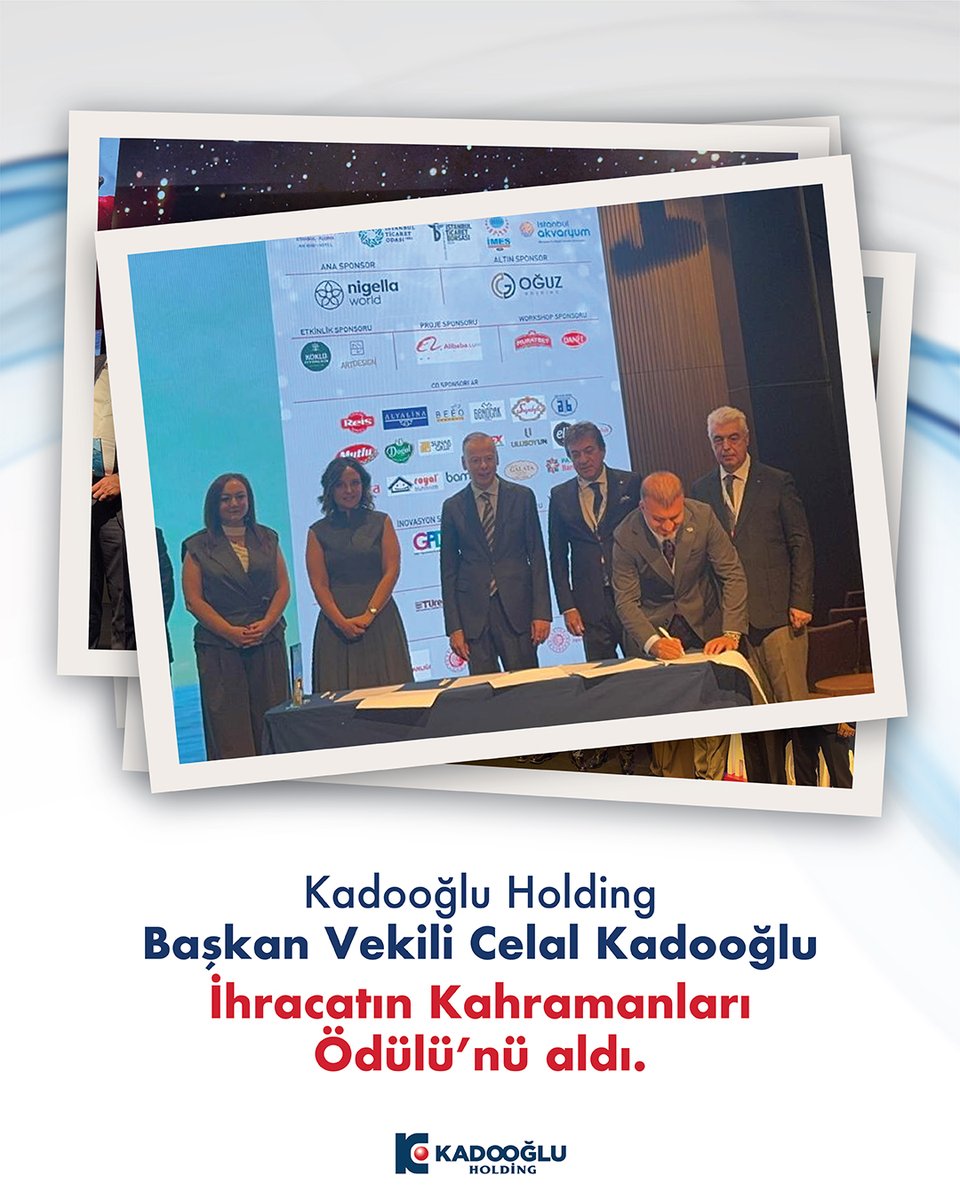 Kadooğlu Holding Başkan Vekilimiz ve GAİB Hububat, Bakliyat, Yağlı Tohumlar ve Mamulleri İhracatçıları Birliği Başkanımız Celal Kadooğlu, İstanbul Crown Plaza Hotel’de gerçekleştirilen 4. Güvenilir Ürün Zirvesi kapsamında düzenlenen İhracatın Kahramanları Ödül Töreni ve Protokol