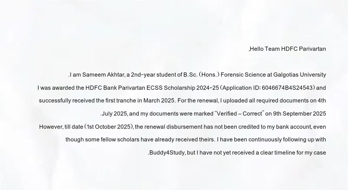 sameemoffice's tweet image. I would be truly grateful if your team could kindly check or guide me on the expected timeline for renewal disbursement. @Buddy4Study @HDFCBankCSR #buddy4study #hdfcparivartan #hdfcscholarship #buddy4studyrenewal