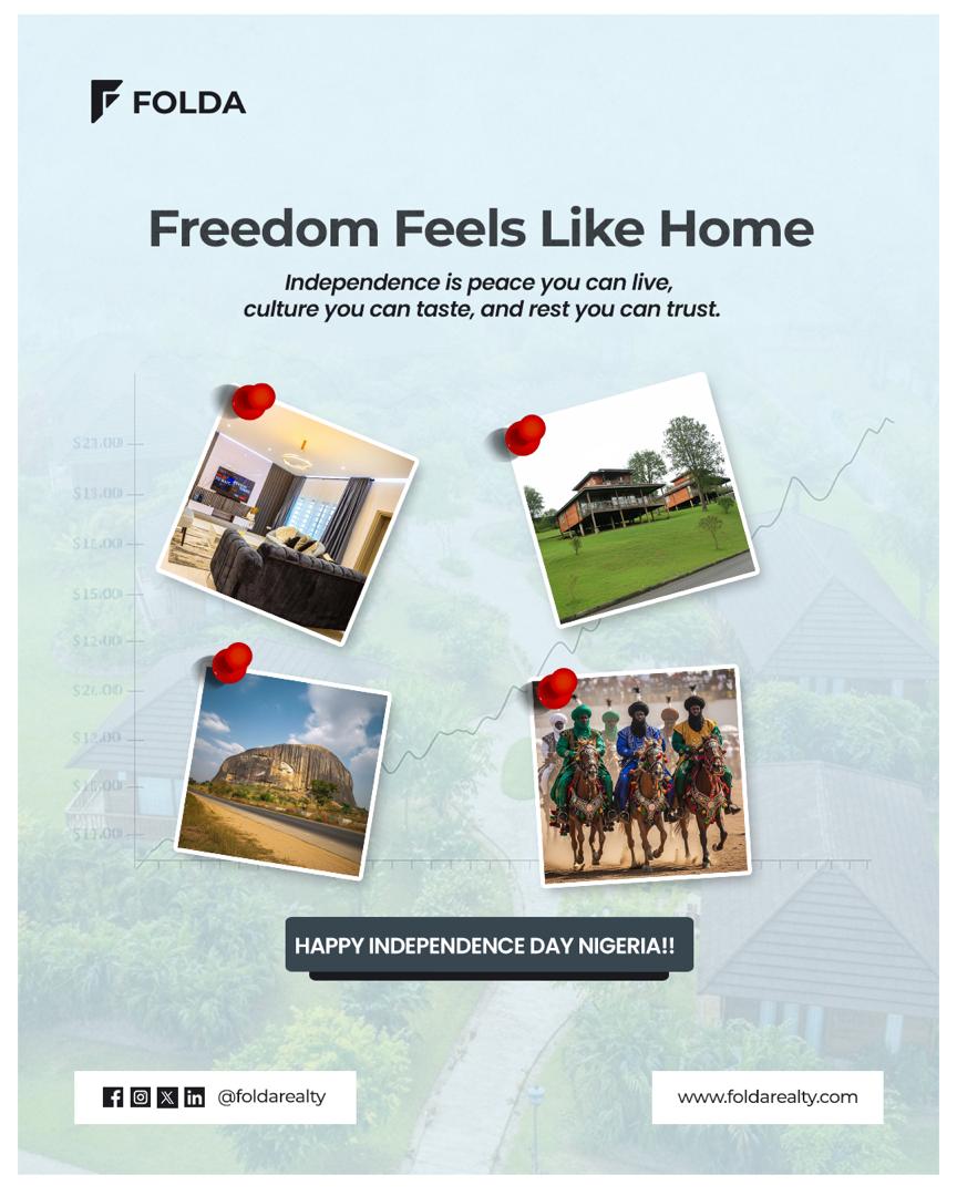 FoldaDistricts's tweet photo. Freedom is not just won; it is lived in the land we own, the culture we share, and the homes that welcome us.

Happy Independence Day, Giant of Africa 🇳🇬🤍

What price are you paying for true freedom?
Send a dm to get started 
#foldarealty #realestate #landbanking #properties https://t.co/Hkn97P55Fx