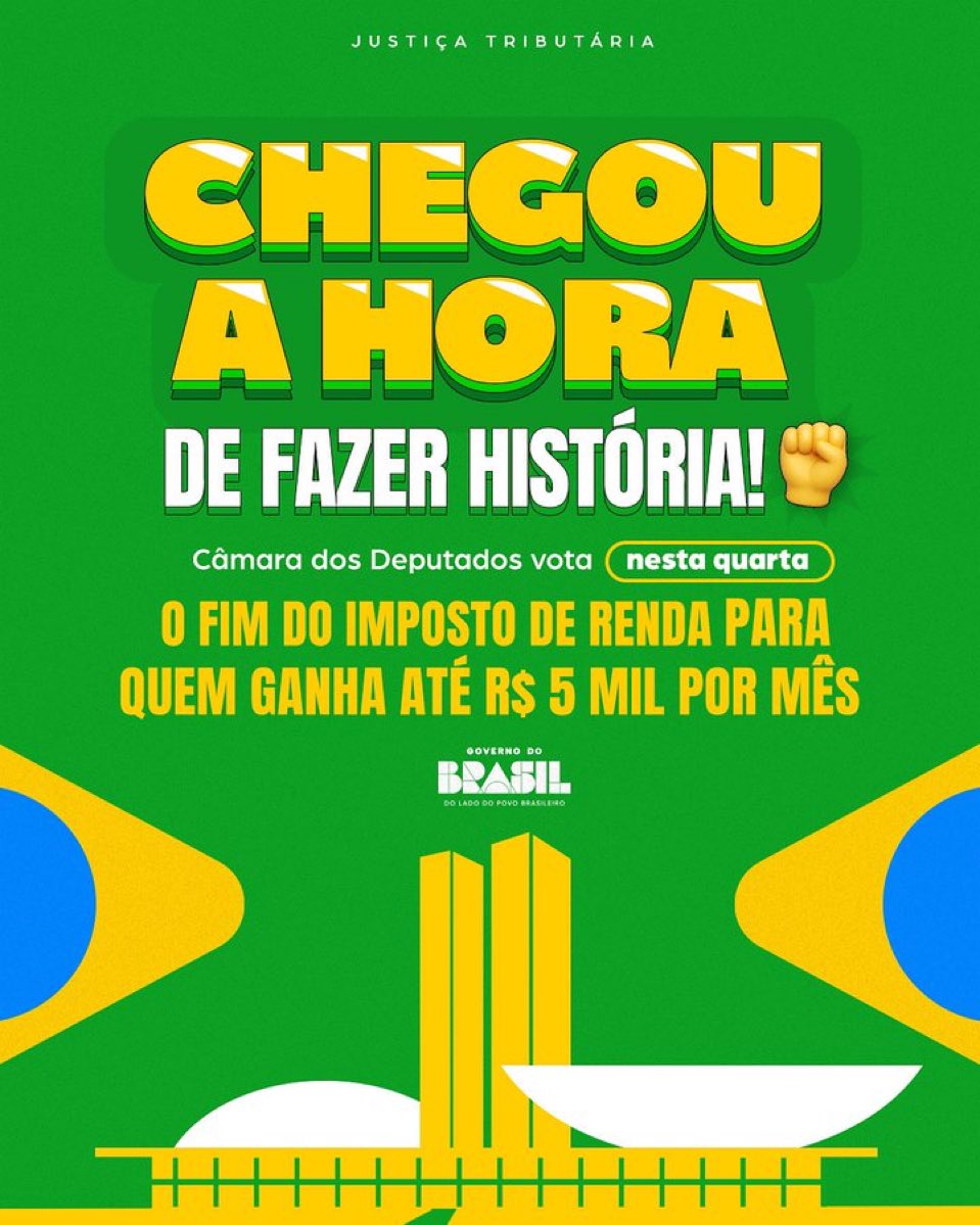 🔥🚨 Hoje é dia decisivo na Câmara!
O povo merece IMPOSTO ZERO, mas os super-ricos precisam ser taxados! 💸
Chega de injustiça: pobre pagando a conta enquanto bilionário vive de isenção.

➡️ Justiça fiscal já!