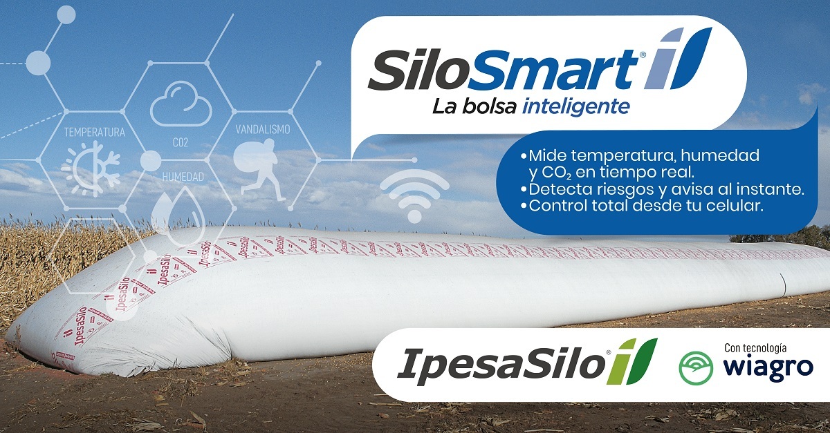 Ahora, la bolsa más usada del mundo, también piensa.
Junto a <a href="/wiagro_ar/">wiagro</a> desarrollamos el primer silobolsa del mundo con nanosensores integrados de fábrica.
Mirá todo lo que te ofrece, en términos de monitoreo, nuestra #SiloSmart 👇