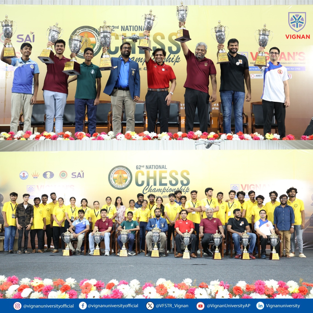 The 62nd National Chess Championship concluded in grandeur at Vignan’s University 🏛️ with ₹30 Lakhs prize money awarded to India’s top chess minds!

#chess #championship