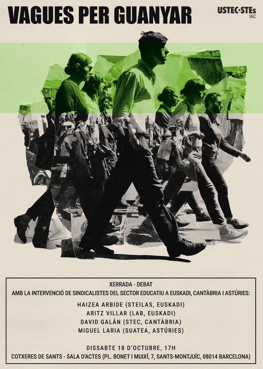 USTEC_Barcelona's tweet image. Com construïm la vaga q ens fa falta per guanyar la recuperació del 25% de salari, la reducció de la ràtio i de les tasques fum? Vine a dir la teva. Tindrem companyes d&apos;Euskadi, Astúries i Cantàbria q ens explicaran com ho han fet. #DignitatDocent #DignitatPAE #DignitatEducativa