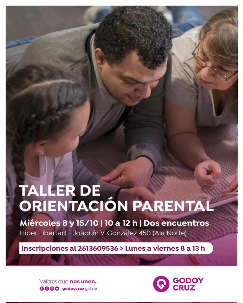Se viene un nuevo Taller de Orientación Parental, una iniciativa que está pensada para quienes tienen a su cargo la crianza de niños, niñas y adolescentes.

🗓️ 2 encuentros:  miércoles 8 y 15/10.
🕓 De 10 a 12 hs.
📌 Salas de capacitación, Secretaría de Desarrollo Humano, ala