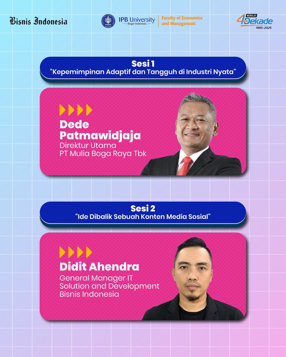 Bisniscom's tweet image. Bisnis Indonesia Goes to Campus
 #TheFutureisYours

Bisnis Indonesia bekerja sama dengan Fakultas Ekonomi dan Manajemen (FEM) IPB University akan menyelenggarakan kegiatan Goes to Campus sebagai ruang diskusi akademik dan praktis mengenai dinamika bisnis, ekonomi, serta inovasi