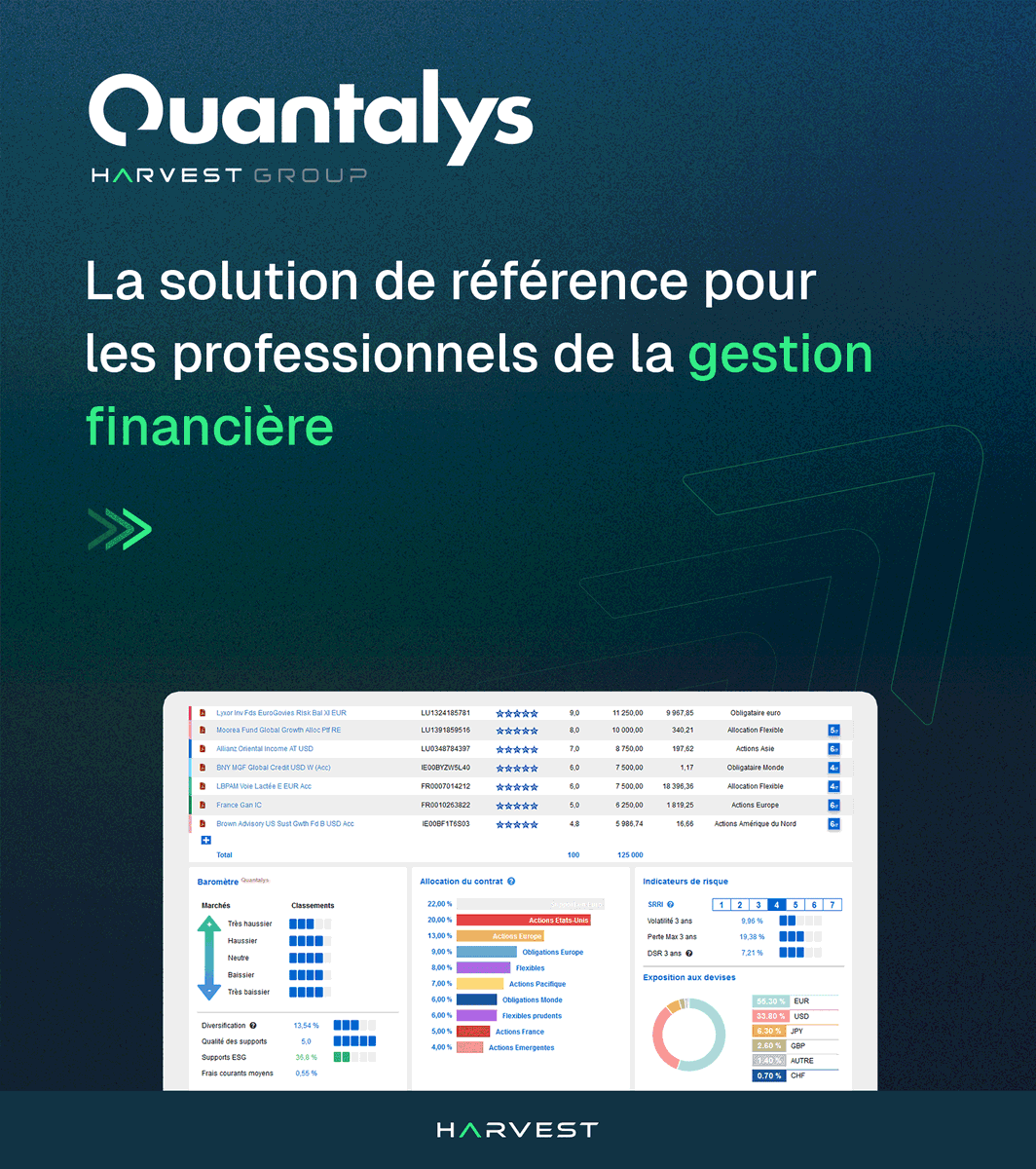 Quantalys's tweet image. ➡️ Boostez votre expertise financière avec @Quantalys  !
👉🏼 Notre solution vous accompagne au quotidien pour analyser et construire vos offres financières de manière optimale.

ℹ️ Pour en savoir plus : harvest.fr/produit/licenc…

#gestiondepatrimoine #cgp #wealthmanagement