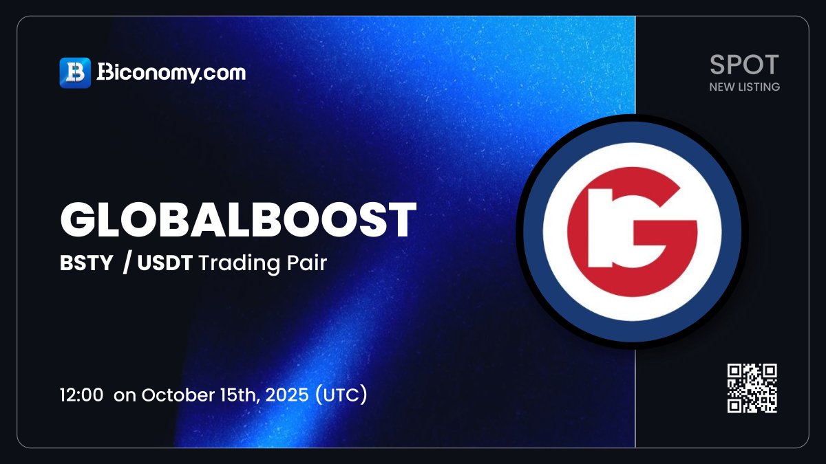 BiconomyCom's tweet photo. 🚀NEW LISTING🔥 $BSTY
We are excited to announce that @GlobalBoost will be listed on https://t.co/egaqT81Snr! The #BSTY / #USDT spot trading pair will be available on October 15, 2025, 12:00 (UTC)🔥
About #GlobalBoost:
"GlobalBoost (BSTY), launched in 2014, is one of the original Bitcoin forks still running today. Built on the Yescrypt algorithm, BSTY was designed for fairness, accessibility, and resilience. With its limited supply and proven stability, BSTY has endured for over a decade as a reliable blockchain foundation."🚀
Full details👉 https://t.co/VKVQCSG1ye
#BiconomyCom #BIT #Crypto #Blockchain #Trading #cryptomarket #cryptocurrency #cryptonews #cryptocurrencynews #cryptocurrencies #web3