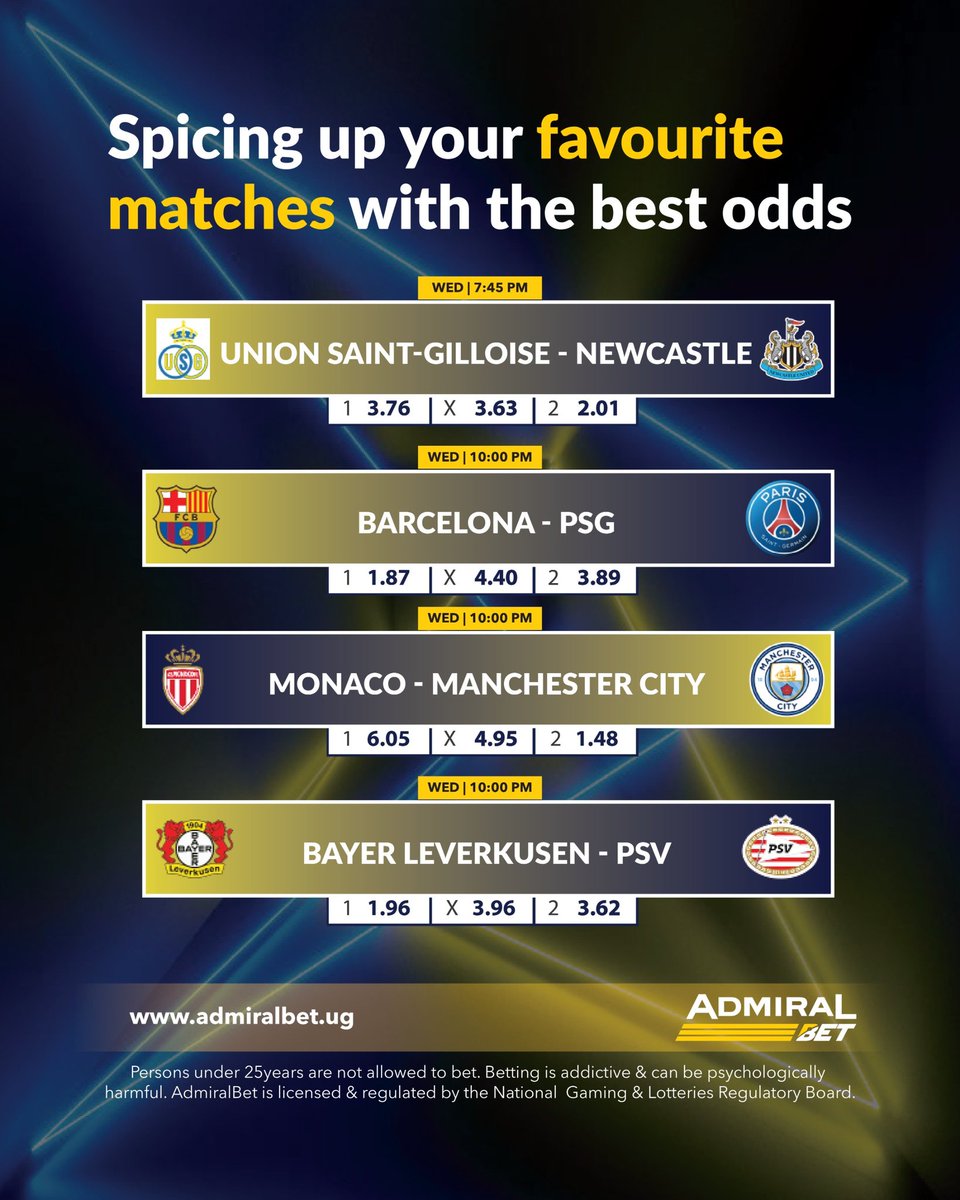 AdmiralbetInUg's tweet photo. A night of champions deserves the highest odds. Admiral Bet is committed to always providing you with the best odds on the market.

🎰 Play with as little as UGX 500 and win up to UGX 500,000 with our state of the art slot machines at our shops near you.
💰 Get instant payouts after your ticket wins.