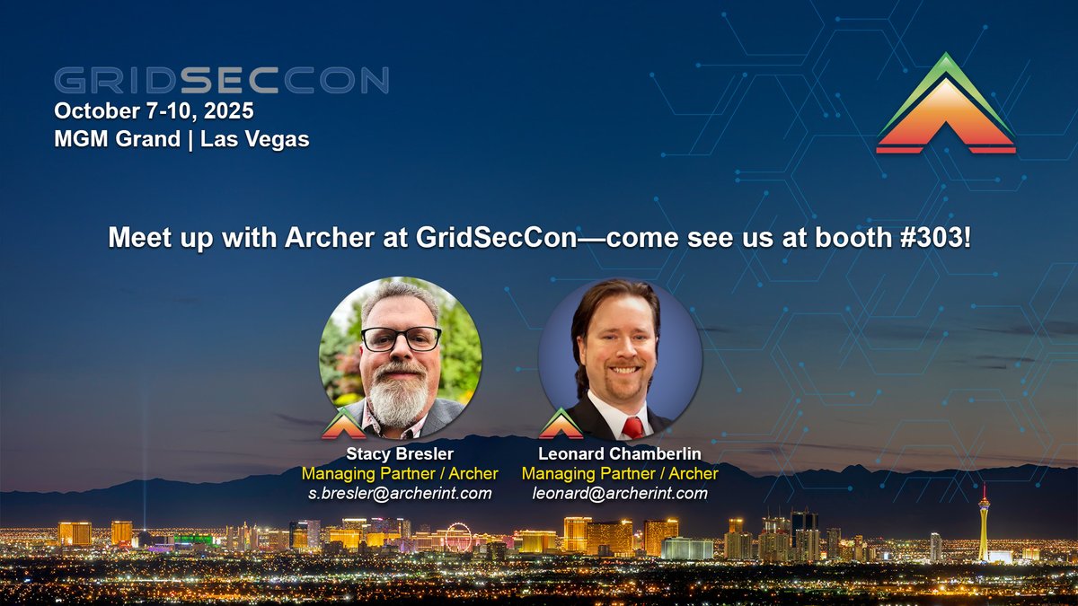 archersec's tweet image. We’re excited to announce that Archer will be at #GridSecCon 2025! 🎉
Join us at booth #303 - We can’t wait to see you there!
 
#CriticalInfrastructure #Cybersecurity #PhysicalSecurity #NERC #ArcherEnergySolutions