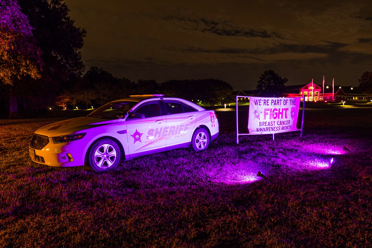 CCSOVA's tweet photo. Each October, the Chesterfield Sheriff’s Office joins millions across the nation in the fight against breast cancer. This cause is deeply personal, touching both our Sheriff’s Office family and many in our community. #BreastCancerAwareness #OneTeam #OneFight https://t.co/IFyFqfSHxn