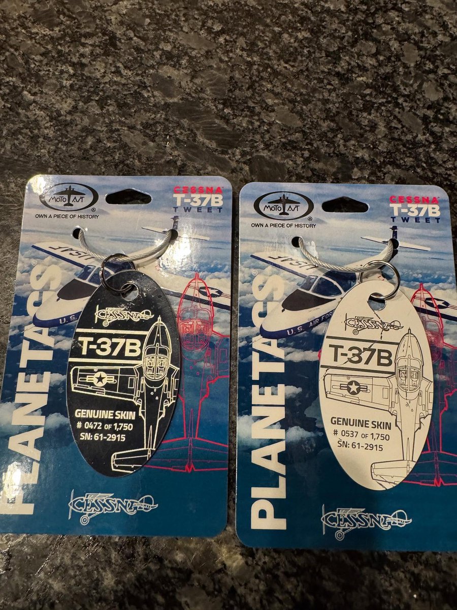 Shared by combat_learjet (Instagram) - I had to purchase these T-37A <a href="/planetags/">PlaneTags ✈️🏷️</a> I flew this tail at Vance AFB back in the day. I guess I’m getting old when they are making plane tags out of the aircraft I flew. 🤣🤷‍♂️