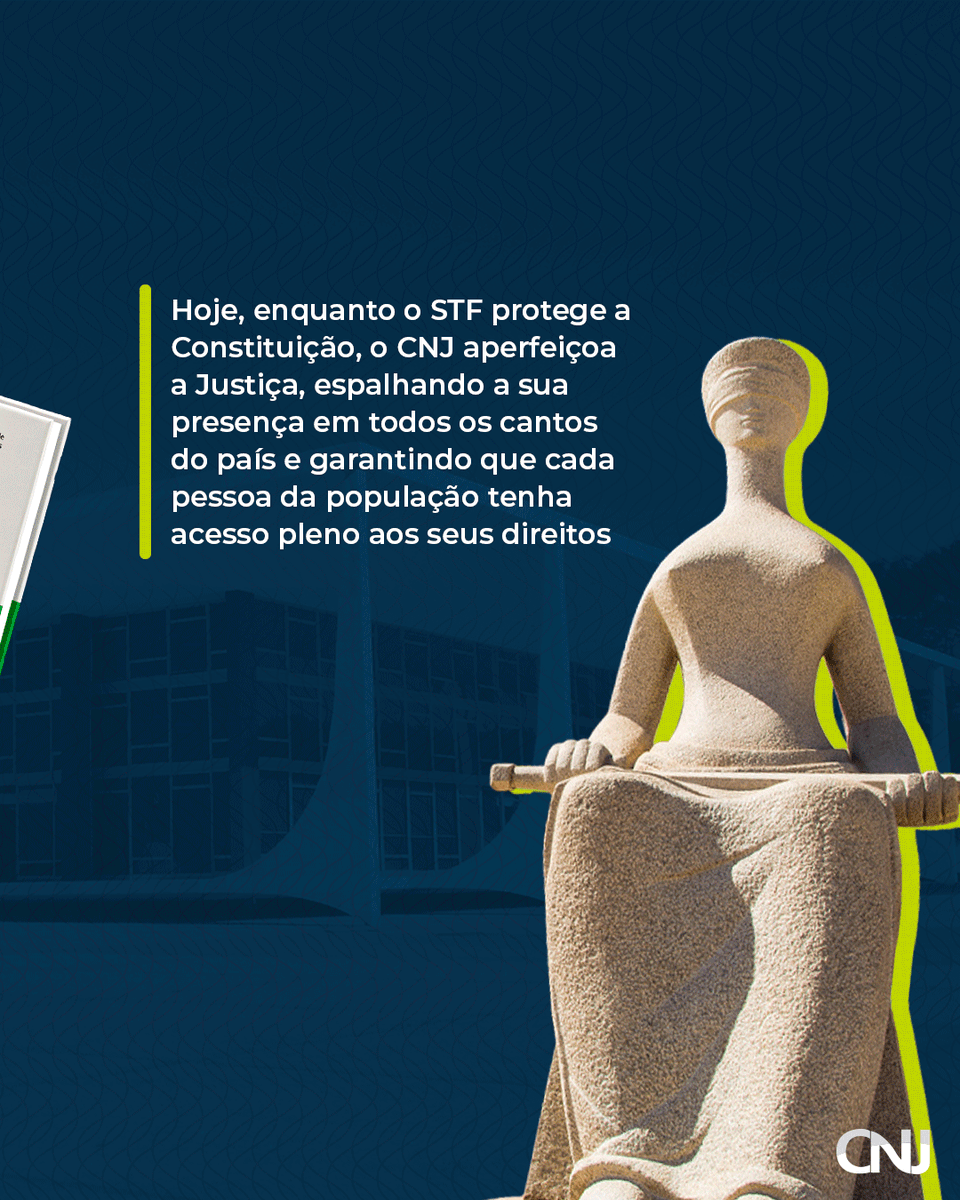 CNJ_oficial's tweet photo. ⚖️📜 Viva a democracia, a Justiça e a Constituição!
🙌 Em 1988, o Brasil conquistou uma nova Justiça, que é independente, democrática e acessível.
O STF protege a Constituição e o CNJ garante que ela chegue a todos.
#37AnosdaConstituição #CF88 #JustiçaSoberana https://t.co/GKR3R5PN7o