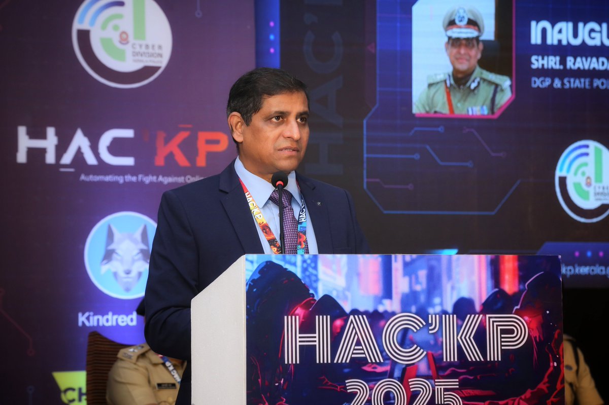 DomeHacKP's tweet photo. Kerala Police International Hackathon – Hac’KP 2025 inaugurated today at Taj Vivanta, Kochi by Sri. Ravada A. Chandrasekhar IPS, DGP &amp; State Police Chief. Over  the next 4 days, innovators will build solutions to fight cyber threats &amp; online harm. #HACKP2025 #KeralaPolice https://t.co/WprDodPtkO