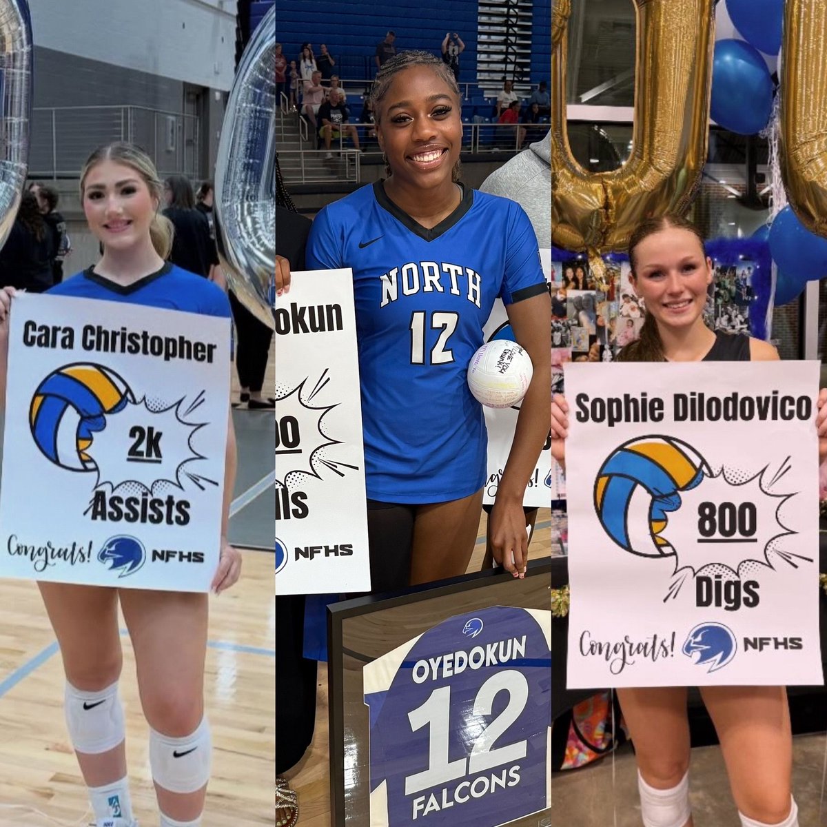 NFVolleyball126's tweet photo. 🎉 Congrats to Our Seniors! 🎉

👏 Shirah Oyedokun – 300 kills &amp; 200 blocks
👏 Cara Christopher – 2,000 career assists
👏 Sophie Dilodovico – 800 career assists

We are so proud of your hard work and dedication. Congratulations on these incredible milestones! 🦅💪 https://t.co/udj8qebioX