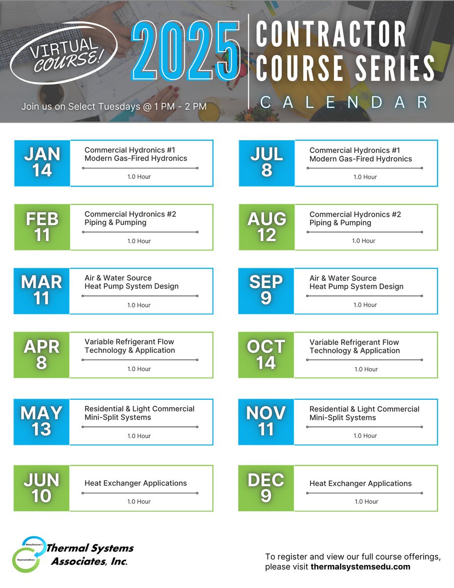 ThermalSAInc's tweet image. Enhance your skills with our virtual Contractor Educational Series on Tuesday, October 14th. 
 
For any questions, email us at edu@thermalsa.com and to register, visit our website at thermalsystemsedu.com 
  
#thermalsa #virtualclasses #thermalsystems #contractorcourse