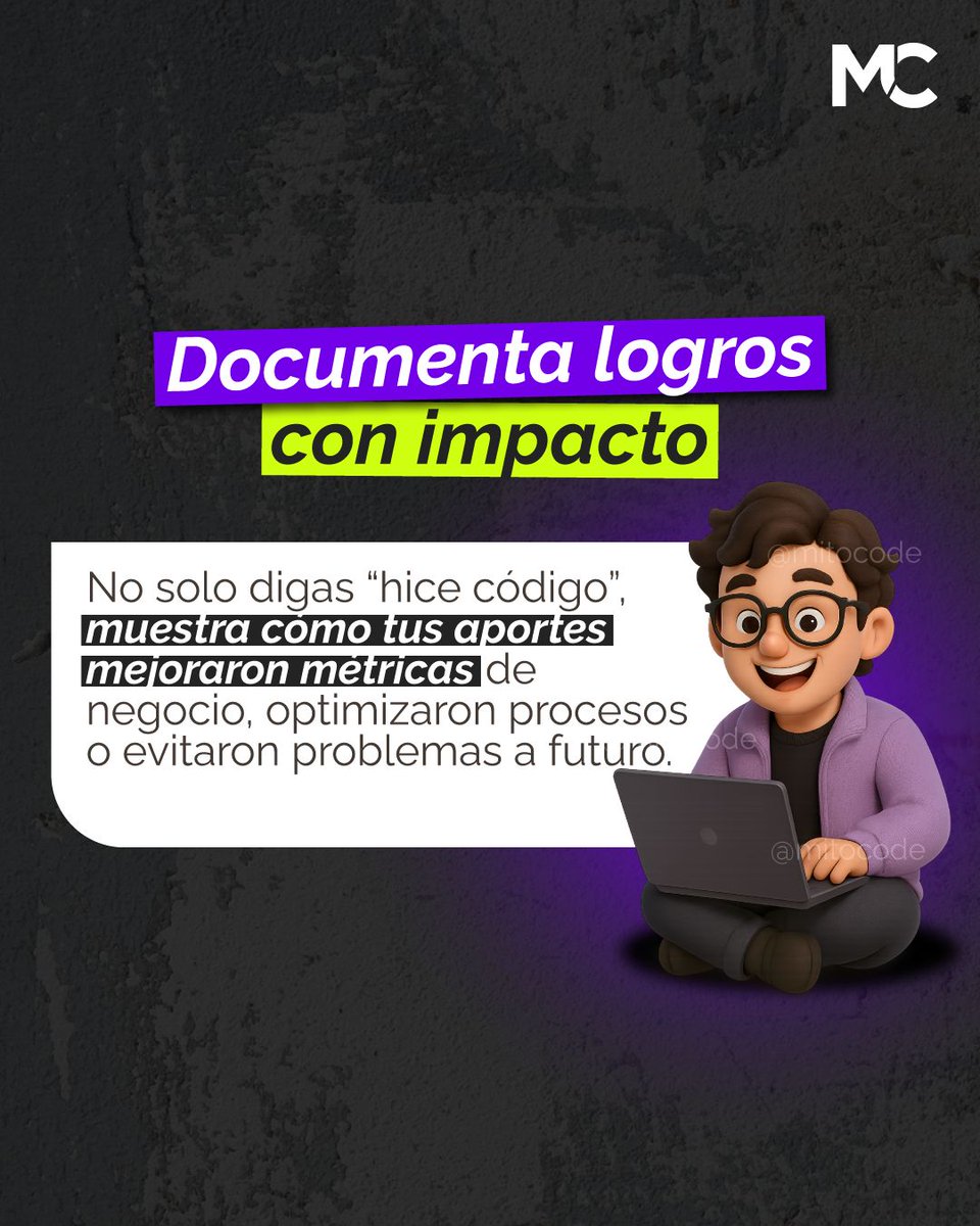mitocode's tweet image. ¡Hey Coder! 🙋🏻♀️🙋🏻♂️. ¿Quieres pedir una recategorización de tu seniority como programador? 🤔. No se trata solo de “sentir que ya eres senior”, sino de mostrar tu impacto, logros y crecimiento real en el equipo 💡

👉🏼 Y tú Coder, ¿Ya estás listo para dar ese paso? 💻
.
#mitocode