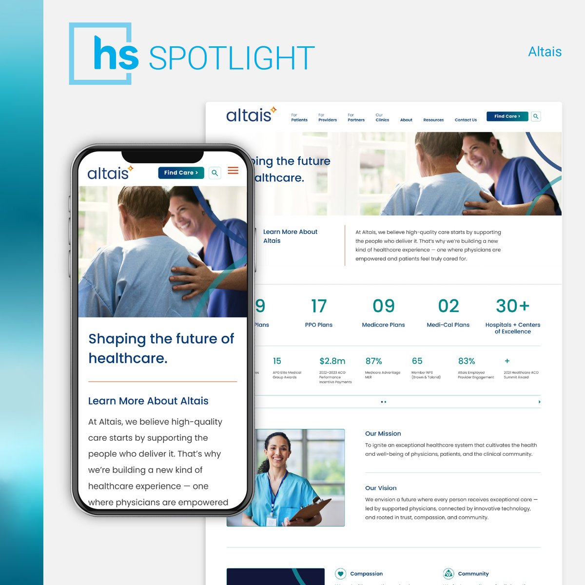 New brand. New website. One Altais.
We helped this physician-led care delivery system launch a unified identity &amp; website that connects across patients, providers, &amp; partners.
hubs.ly/Q03LFPCK0

#HealthcareMarketing #HealthcareLeaders