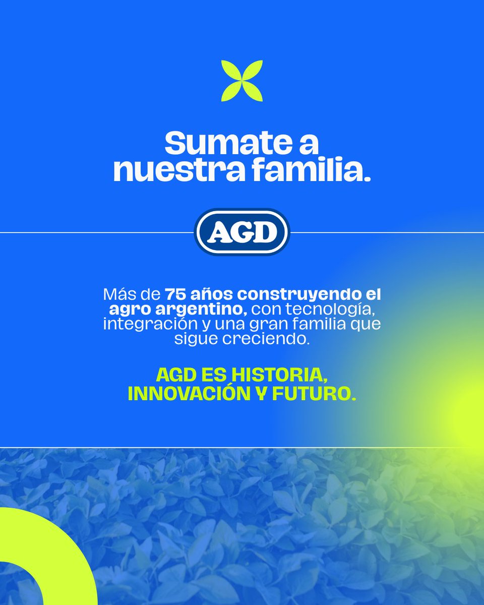 AGDempleos's tweet photo. Elegí a donde queres llegar, elegí donde hacerlo posible!

🌱 En AGD abrimos una nueva convocatoria para Ingenieros Agrónomos que buscan formarse, crecer y liderar en el mundo de los agronegocios. 🚀

�� Aplicá en nuestra búsqueda en Hiringroom (link en bio) 

🧵 https://t.co/podtaSqKQ7