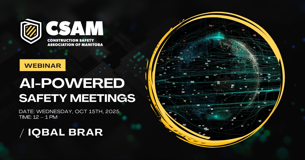 CSAM_Manitoba's tweet image. 🚨 FREE Webinar!! Reimagine your safety meetings with AI! Join us Oct 15 | 12–1 PM for a hands-on session with Iqbal Brar, iQ Safety Solutions. Learn to use ChatGPT to build impactful, time-saving safety content!

🔗 Register: ow.ly/gc3350WPOuk

#SafetyCulture #AI #Safety