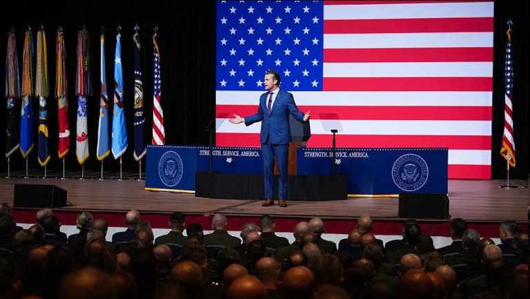 Hegseth announces Pentagon’s anti-woke vision 

After summoning hundreds of US generals and admirals to the Marine Corps Base Quantico in Virginia today, Defense Secretary Pete Hegseth used the event to broadly outline his vision for what he calls the Department of War,