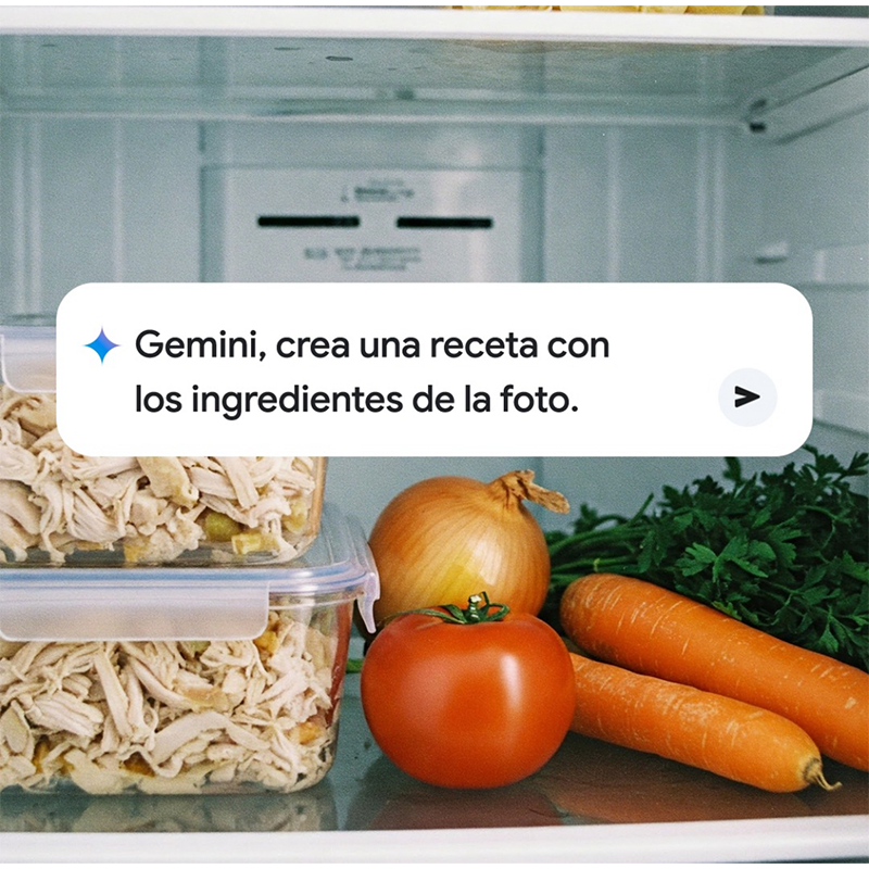 googleespanol's tweet photo. 🍴 GUARDA este PROMPT si quieres convertir lo que tienes en tu cocina en algo delicioso.

Entra a Gemini, sube la foto de tus ingredientes y dile:
“Crea una receta con los ingredientes de la foto” 

Comenta Gemini y cuéntanos qué receta te salió.