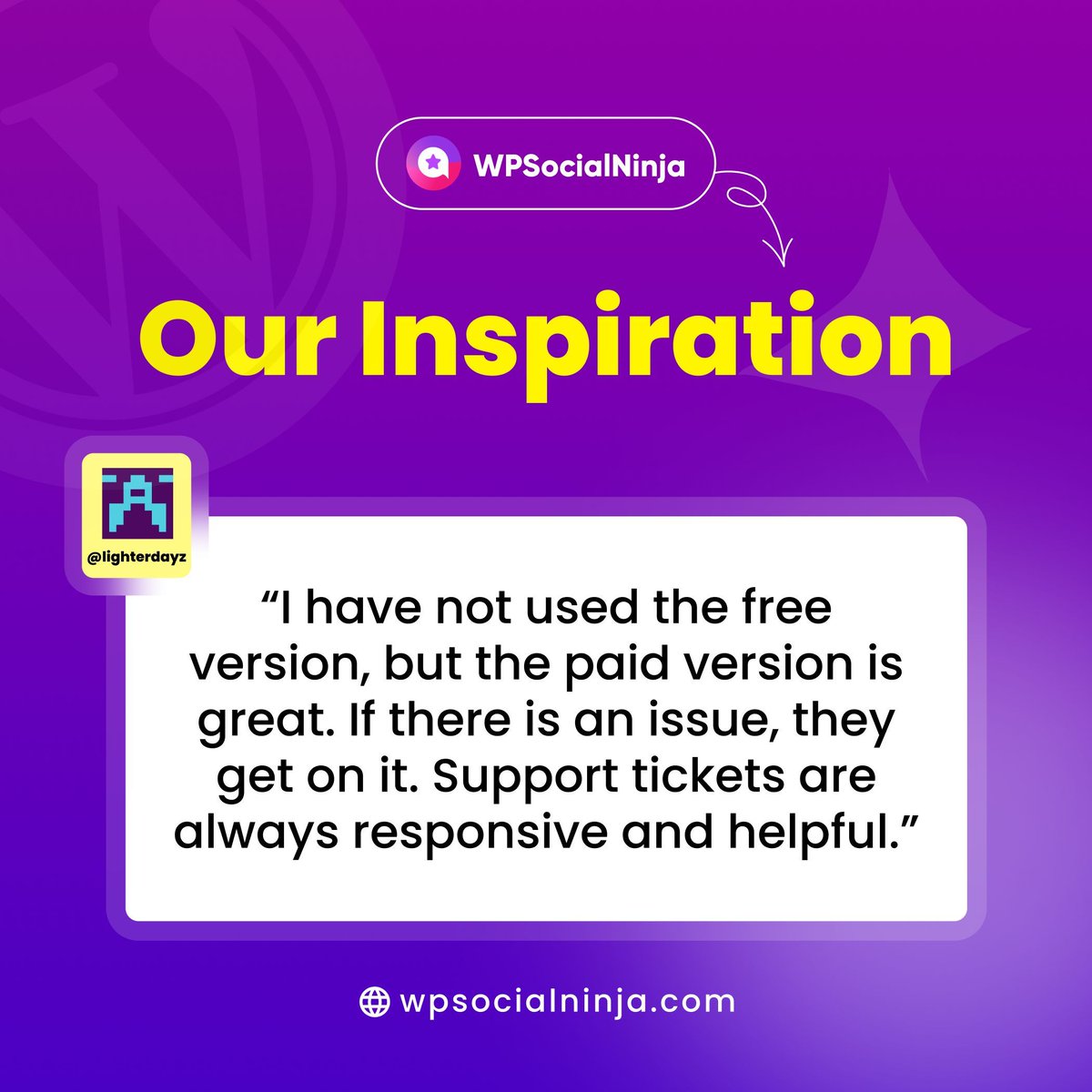WPSocialNinja's tweet image. Whether you’re on the free plan or Pro, our support team is always here to help with care and dedication. At WP Social Ninja, users are at the heart of everything we do, and we’ll make sure you always get the support you deserve. 

#UserReviews #WordPress #Plugins