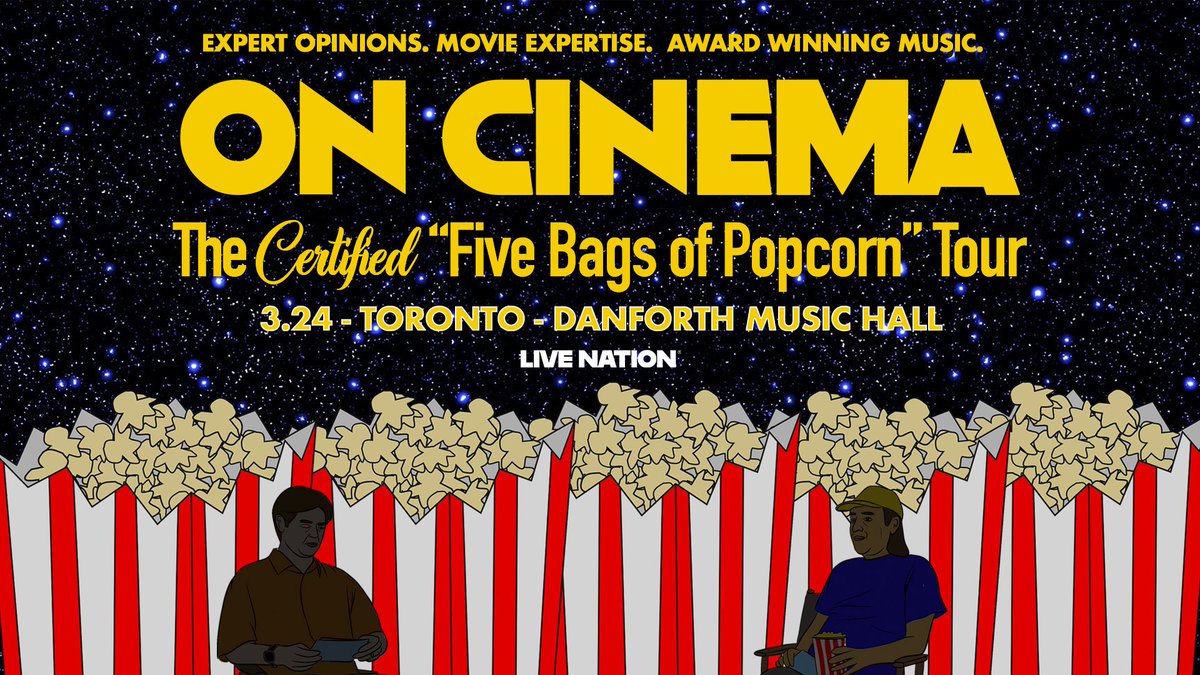 TheDanforthMH's tweet image. JUST ANNOUNCED: Toronto, brace yourselves! Tim Heidecker &amp;amp; Gregg Turkington’s &apos;On Cinema: Five Bags of Popcorn&apos; Tour lands at Danforth Music Hall on March 24th. Get ready for a night full of laughter 🍿
ON SALE: Fri, Oct 3rd | 10AM