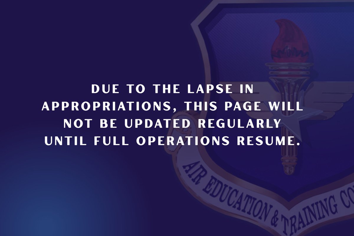 AETCommand's tweet image. Due to the government shutdown, this page will have limited updates. For more information about the lapse in appropriations and resources available, go to ow.ly/VlxZ50X4Ycg.