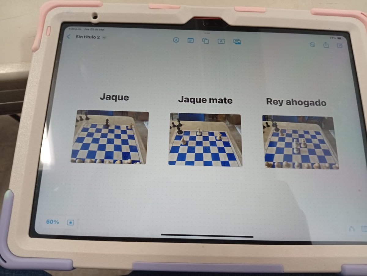 Los alumnos aprendieron la diferencia entre jaque, jaque mate y rey ahogado, usando su #ipad me hicieron una presentación con 3 imágenes, dónde cada una representa un jaque, jaque mate y rey ahogado
#IpadEnElAula #AjedrezEducativo #AppleTeacher #SomosCSB