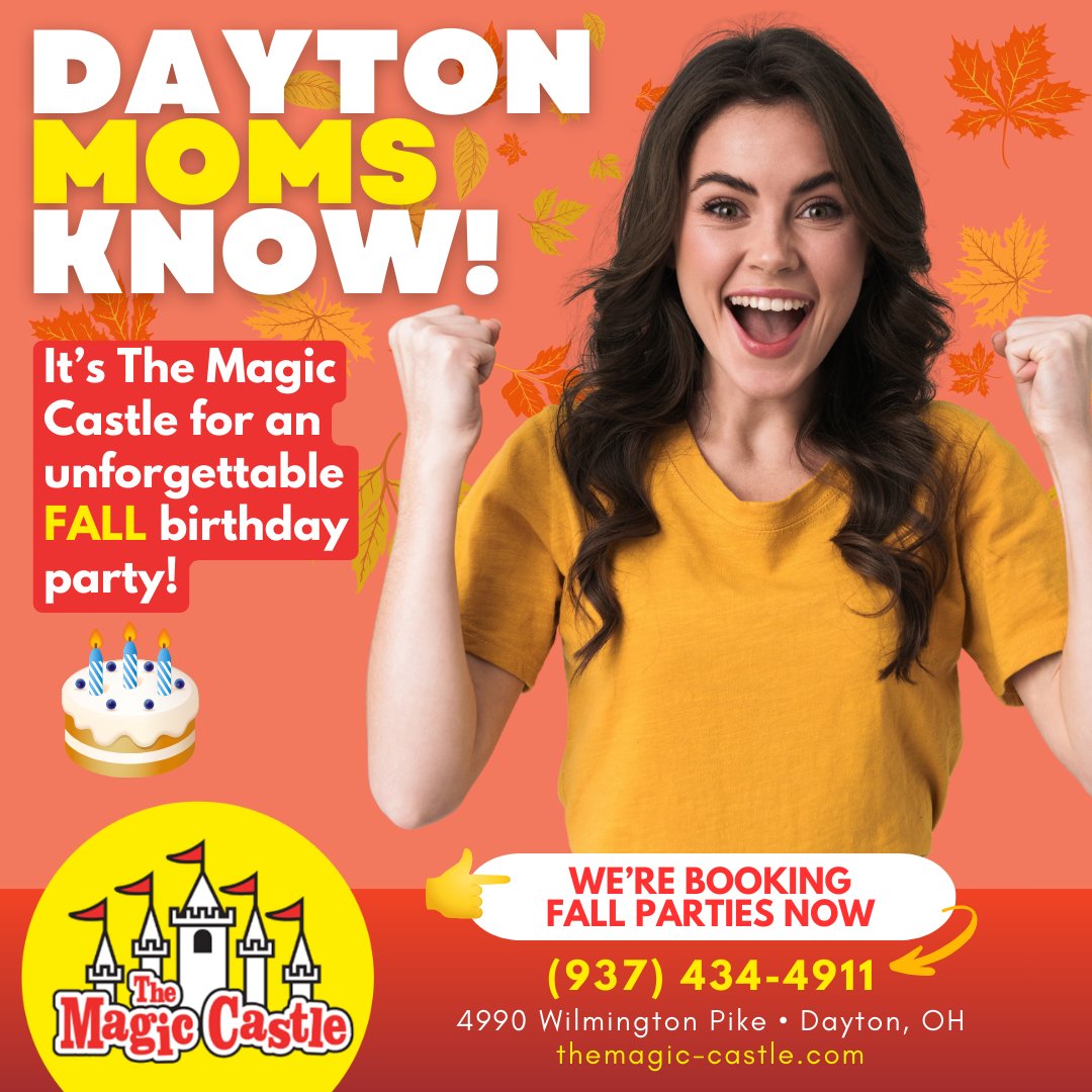 MagicCastleOHIO's tweet photo. 🎉 Fall is HERE and Dayton moms know The Magic Castle is the best choice for an unforgettable birthday party!
Secure your spot now to celebrate in style! 🍰🎈
📅 Our birthday calendar fills up fast! Call us now! ✨
📞 (937) 434-4911
https://t.co/PkpXPikYsM
#DaytonMoms https://t.co/IXYVyBKZ8n