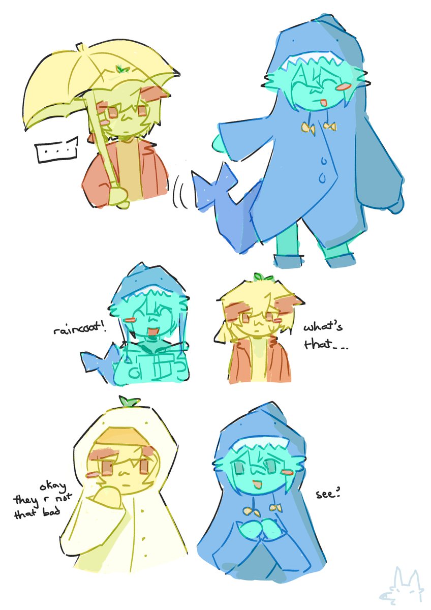 Terrible rainy day so why not them in raincoats

-
#swizufanart #sharkilzfanart
