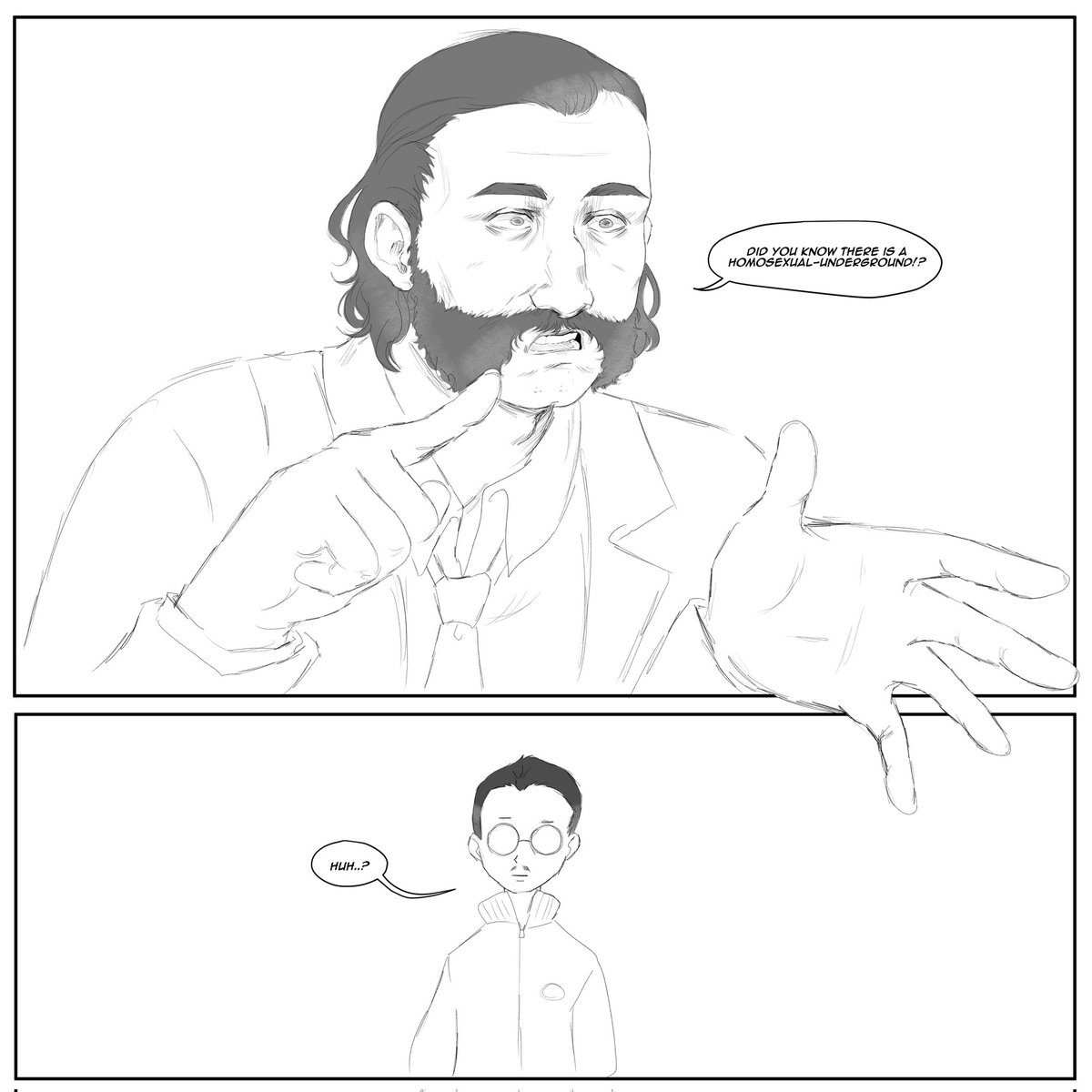 BlacksheepSaba's tweet photo. The homo sexual underground  comic Pt 1 #discoelysium #harrydubois #kimkitsuragi #webcomic #digitalart https://t.co/cDTYWdqqQh
