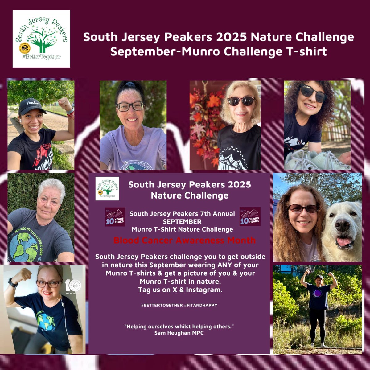 Nice job in September everyone! South Jersey Peakers September Munro Challenge T-shirt Nature Challenge.

#bettertogether #fitandhappy
