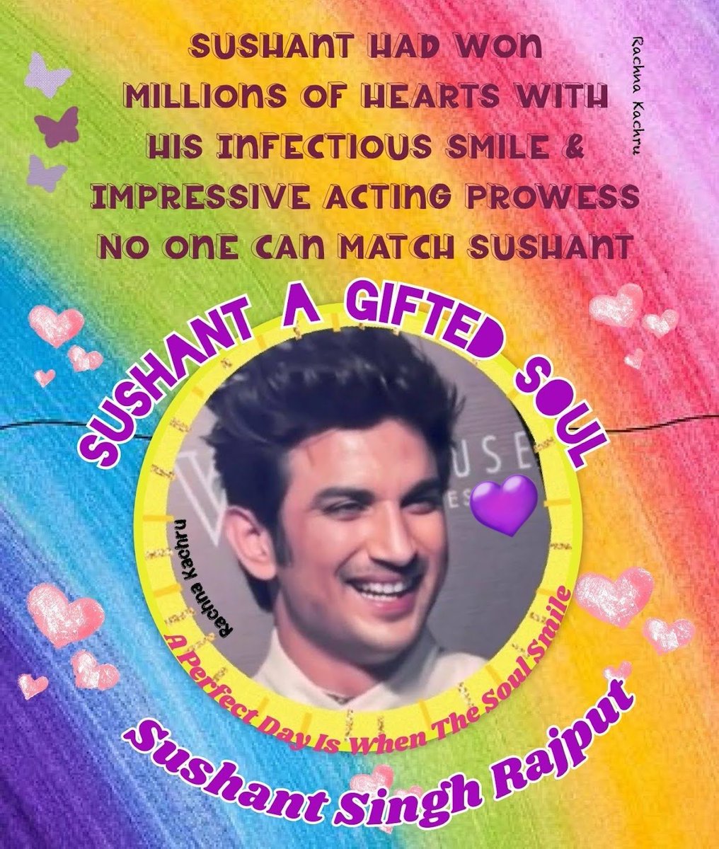 🕊️EVENING TAGLINE🕊️

Sushant A Gifted Soul
On this Earth with Infectious Smile
God has Chosen him as Messenger
Of Love &amp; Kindness

A Soul with Divine Energy,
With the Thoughts &amp; Speech
Intelligence &amp; Emotions
Will &amp; Desire,
Personality &amp; Identity

Sushant A Gifted Soul

<a href="/Geet_205/">Geetha</a>